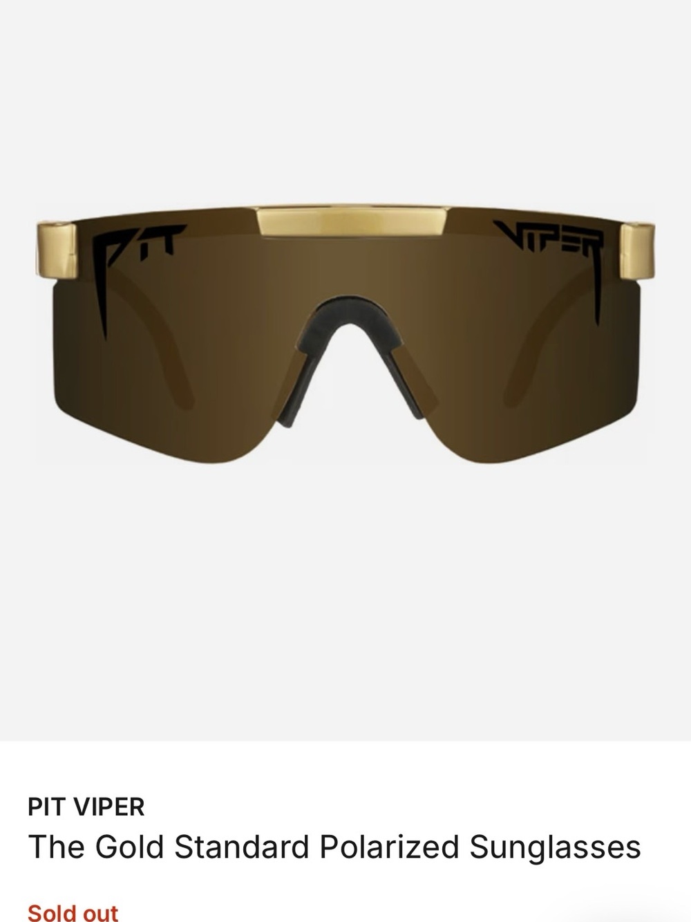 Pit Viper Gold Shield Polarized Sunglasses with Brown Lenses
